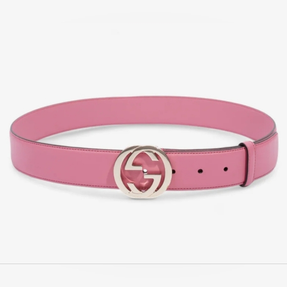 GUCCI GG woman's belt with Interlocking G buckle, leather in pink color - Picture 6 of 8